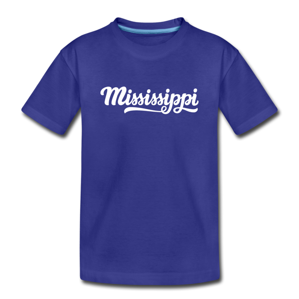 Mississippi Youth T-Shirt - Hand Lettered Youth Mississippi Tee - royal blue