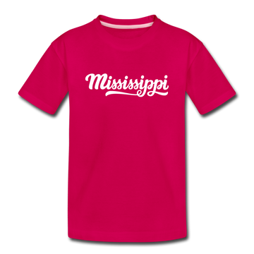 Mississippi Youth T-Shirt - Hand Lettered Youth Mississippi Tee - dark pink