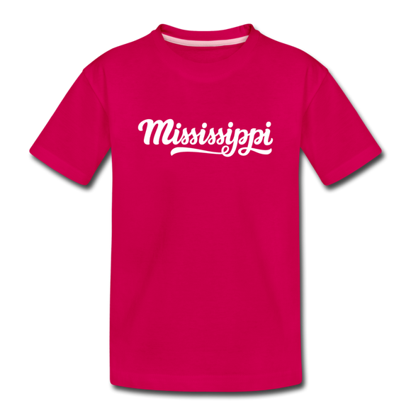 Mississippi Youth T-Shirt - Hand Lettered Youth Mississippi Tee - dark pink