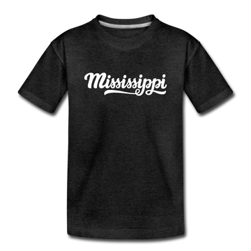 Mississippi Youth T-Shirt - Hand Lettered Youth Mississippi Tee - charcoal gray