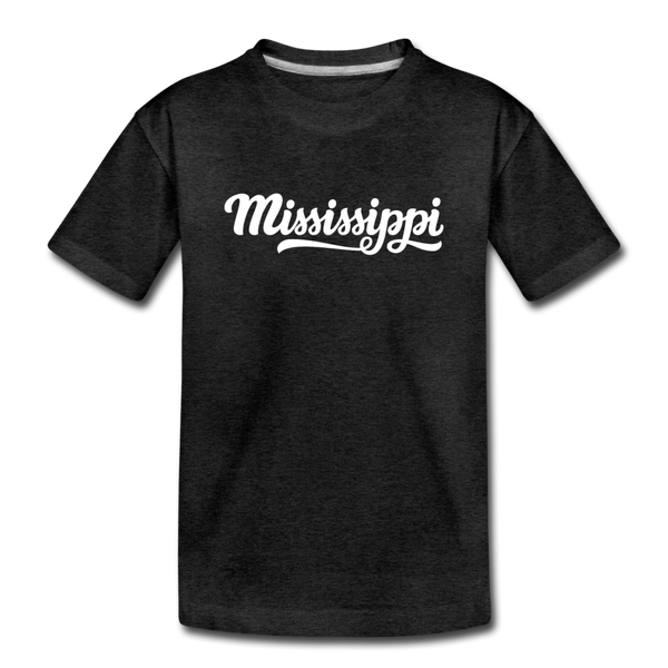 Mississippi Youth T-Shirt - Hand Lettered Youth Mississippi Tee - charcoal gray