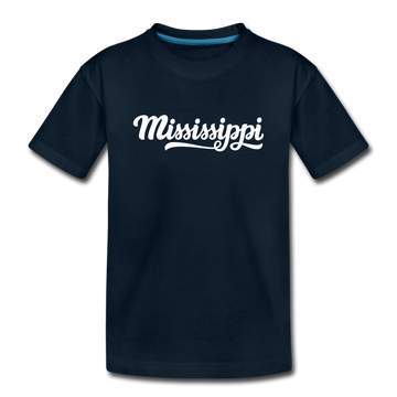 Mississippi Youth T-Shirt - Hand Lettered Youth Mississippi Tee - deep navy