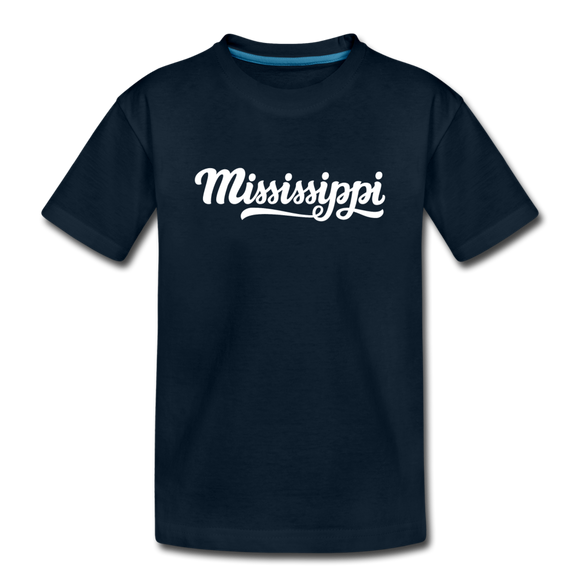 Mississippi Youth T-Shirt - Hand Lettered Youth Mississippi Tee - deep navy
