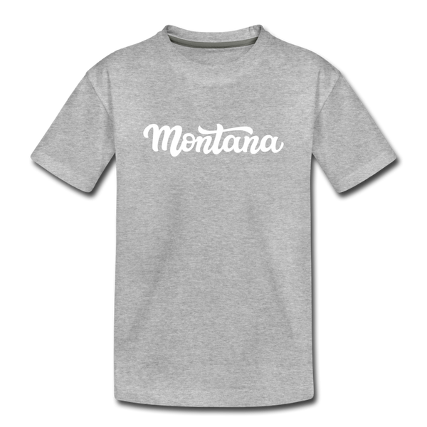 Montana Youth T-Shirt - Hand Lettered Youth Montana Tee - heather gray