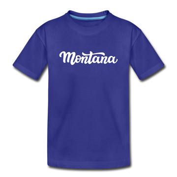 Montana Youth T-Shirt - Hand Lettered Youth Montana Tee - royal blue