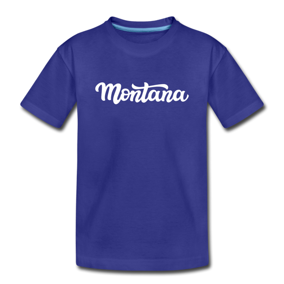 Montana Youth T-Shirt - Hand Lettered Youth Montana Tee - royal blue