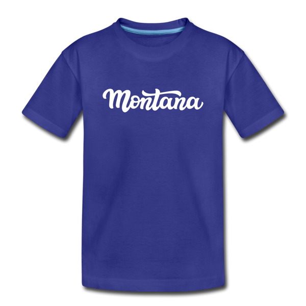 Montana Youth T-Shirt - Hand Lettered Youth Montana Tee - royal blue