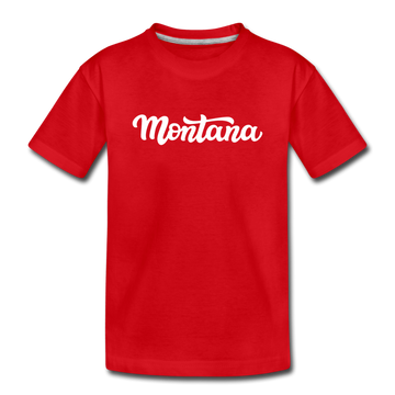Montana Youth T-Shirt - Hand Lettered Youth Montana Tee - red