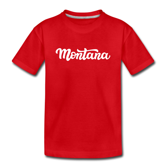 Montana Youth T-Shirt - Hand Lettered Youth Montana Tee - red