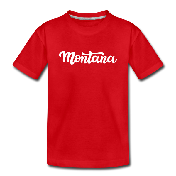 Montana Youth T-Shirt - Hand Lettered Youth Montana Tee - red