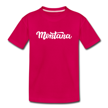 Montana Youth T-Shirt - Hand Lettered Youth Montana Tee - dark pink