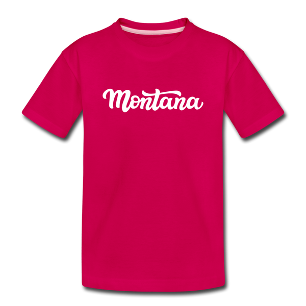 Montana Youth T-Shirt - Hand Lettered Youth Montana Tee - dark pink