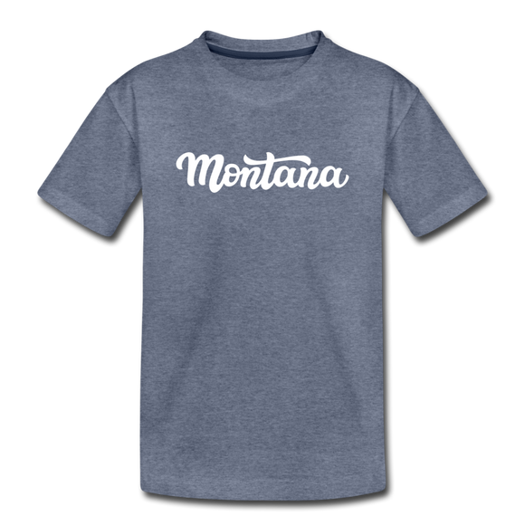 Montana Youth T-Shirt - Hand Lettered Youth Montana Tee - heather blue