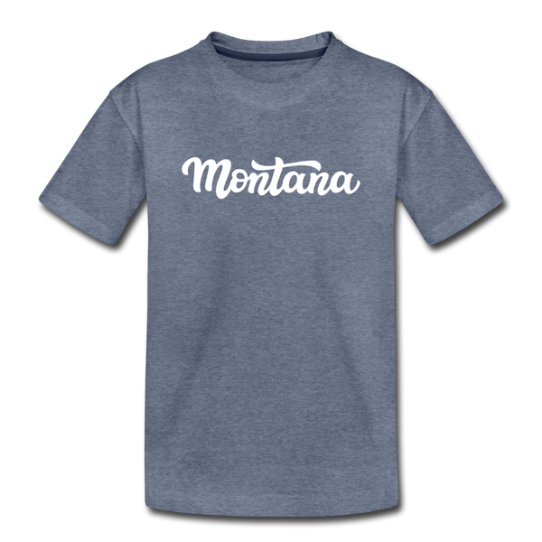 Montana Youth T-Shirt - Hand Lettered Youth Montana Tee - heather blue