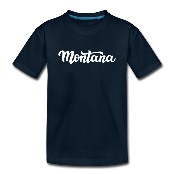Montana Youth T-Shirt - Hand Lettered Youth Montana Tee - deep navy