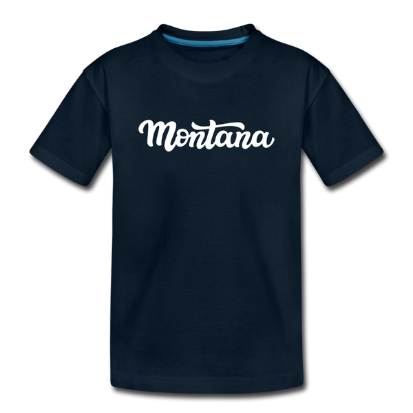 Montana Youth T-Shirt - Hand Lettered Youth Montana Tee - deep navy