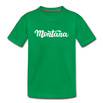 Montana Youth T-Shirt - Hand Lettered Youth Montana Tee - kelly green