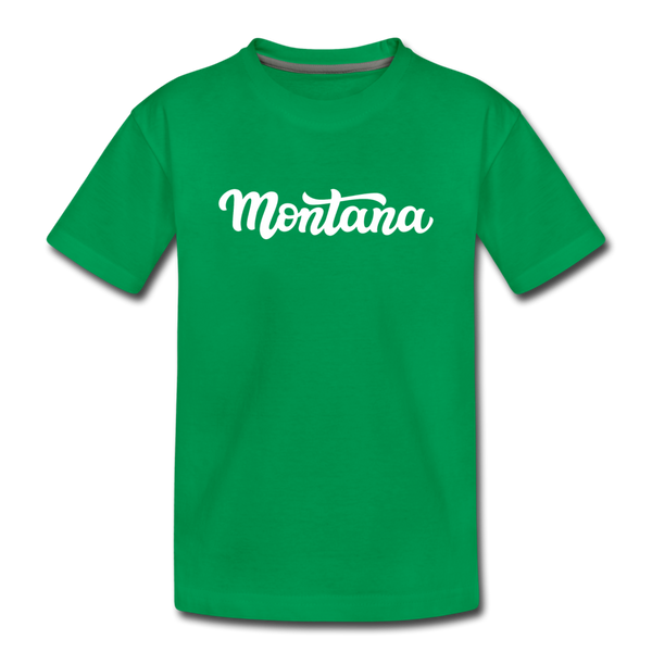 Montana Youth T-Shirt - Hand Lettered Youth Montana Tee - kelly green