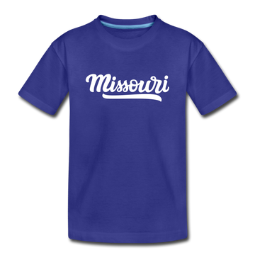 Missouri Youth T-Shirt - Hand Lettered Youth Missouri Tee - royal blue