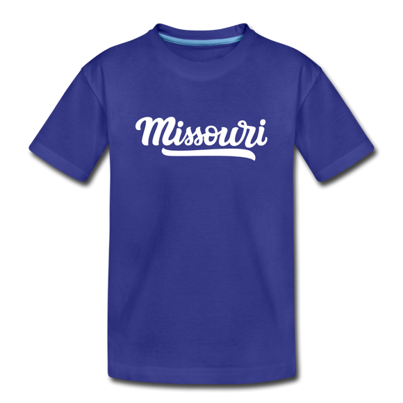 Missouri Youth T-Shirt - Hand Lettered Youth Missouri Tee - royal blue