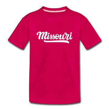 Missouri Youth T-Shirt - Hand Lettered Youth Missouri Tee - dark pink