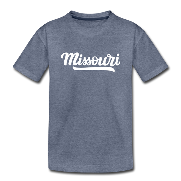 Missouri Youth T-Shirt - Hand Lettered Youth Missouri Tee - heather blue