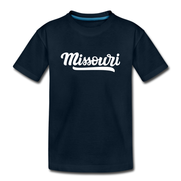 Missouri Youth T-Shirt - Hand Lettered Youth Missouri Tee - deep navy