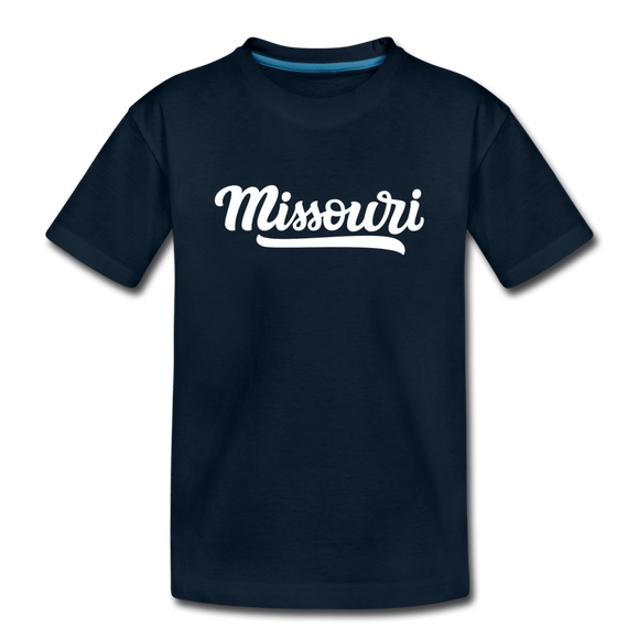 Missouri Youth T-Shirt - Hand Lettered Youth Missouri Tee - deep navy
