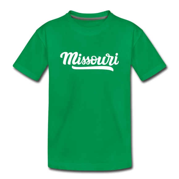Missouri Youth T-Shirt - Hand Lettered Youth Missouri Tee - kelly green