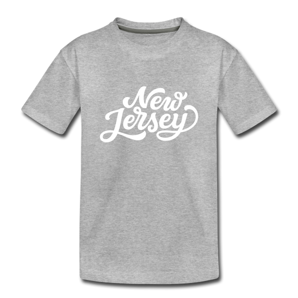 New Jersey Youth T-Shirt - Hand Lettered Youth New Jersey Tee - heather gray