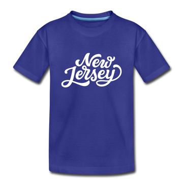 New Jersey Youth T-Shirt - Hand Lettered Youth New Jersey Tee - royal blue
