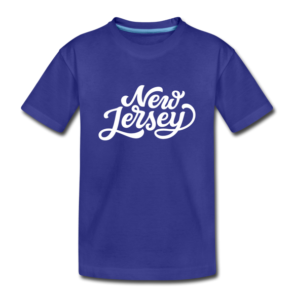 New Jersey Youth T-Shirt - Hand Lettered Youth New Jersey Tee - royal blue