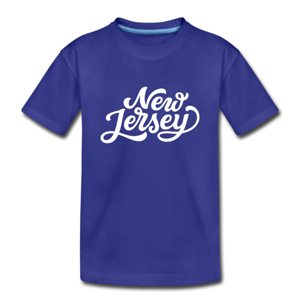 New Jersey Youth T-Shirt - Hand Lettered Youth New Jersey Tee - royal blue