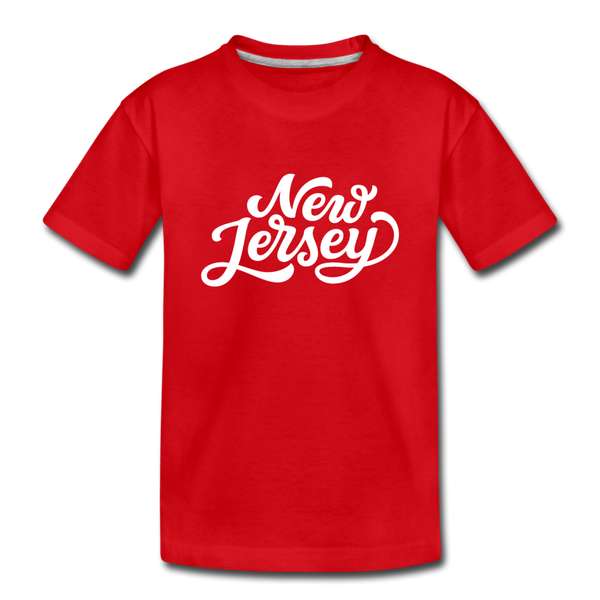 New Jersey Youth T-Shirt - Hand Lettered Youth New Jersey Tee - red