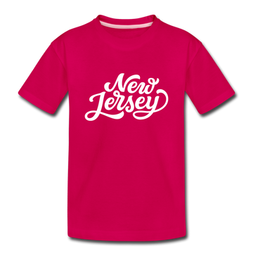 New Jersey Youth T-Shirt - Hand Lettered Youth New Jersey Tee - dark pink
