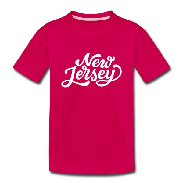 New Jersey Youth T-Shirt - Hand Lettered Youth New Jersey Tee - dark pink