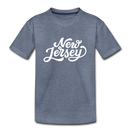 New Jersey Youth T-Shirt - Hand Lettered Youth New Jersey Tee - heather blue