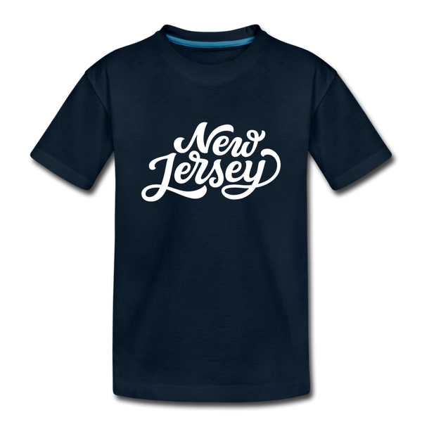 New Jersey Youth T-Shirt - Hand Lettered Youth New Jersey Tee - deep navy