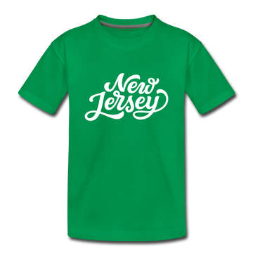 New Jersey Youth T-Shirt - Hand Lettered Youth New Jersey Tee - kelly green