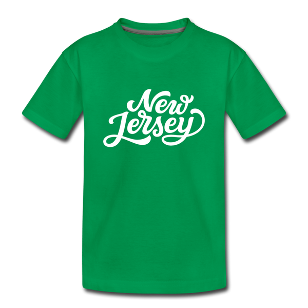 New Jersey Youth T-Shirt - Hand Lettered Youth New Jersey Tee - kelly green