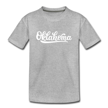 Oklahoma Youth T-Shirt - Hand Lettered Youth Oklahoma Tee - heather gray