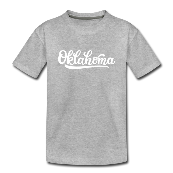 Oklahoma Youth T-Shirt - Hand Lettered Youth Oklahoma Tee - heather gray