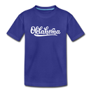Oklahoma Youth T-Shirt - Hand Lettered Youth Oklahoma Tee - royal blue