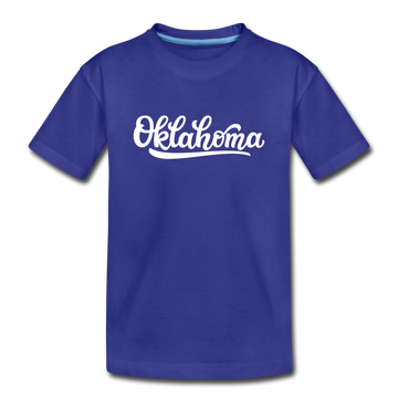 Oklahoma Youth T-Shirt - Hand Lettered Youth Oklahoma Tee - royal blue