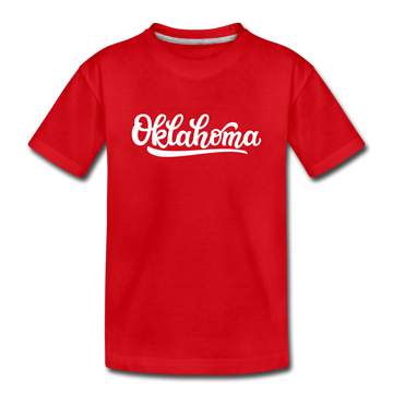 Oklahoma Youth T-Shirt - Hand Lettered Youth Oklahoma Tee - red
