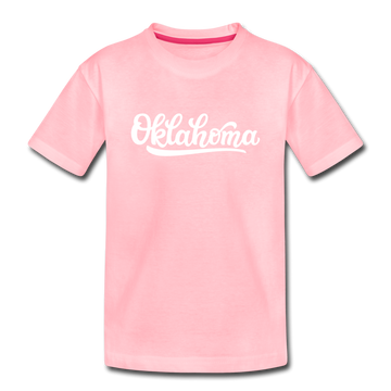 Oklahoma Youth T-Shirt - Hand Lettered Youth Oklahoma Tee - pink