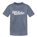Oklahoma Youth T-Shirt - Hand Lettered Youth Oklahoma Tee - heather blue