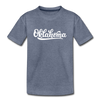 Oklahoma Youth T-Shirt - Hand Lettered Youth Oklahoma Tee - heather blue