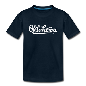 Oklahoma Youth T-Shirt - Hand Lettered Youth Oklahoma Tee - deep navy