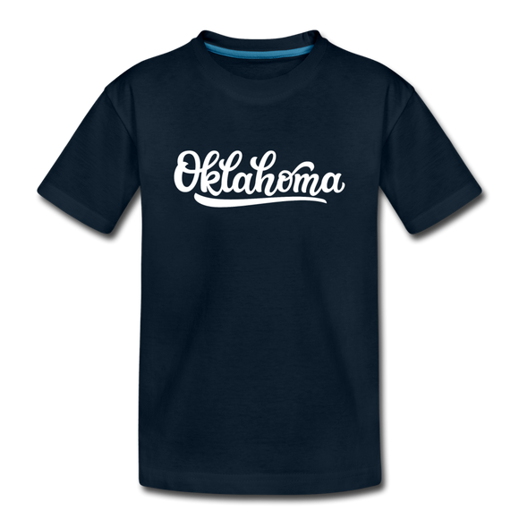 Oklahoma Youth T-Shirt - Hand Lettered Youth Oklahoma Tee - deep navy